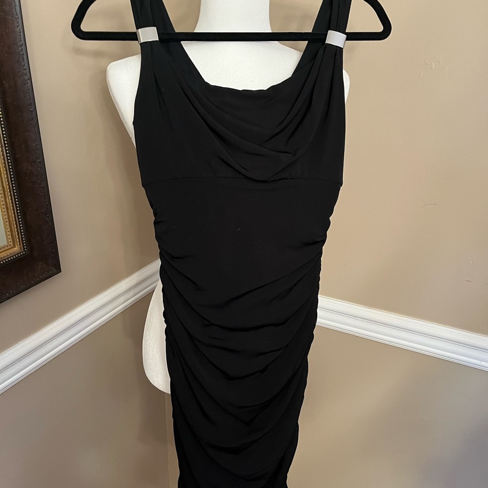 Ruched Black Cocktail Dress